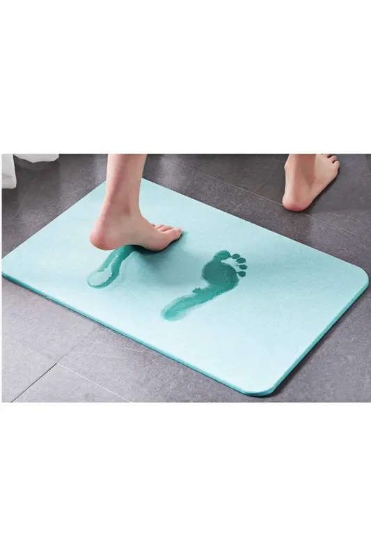 Sihirli Su Emici Gri Renk Banyo Paspası-Mavi - 5