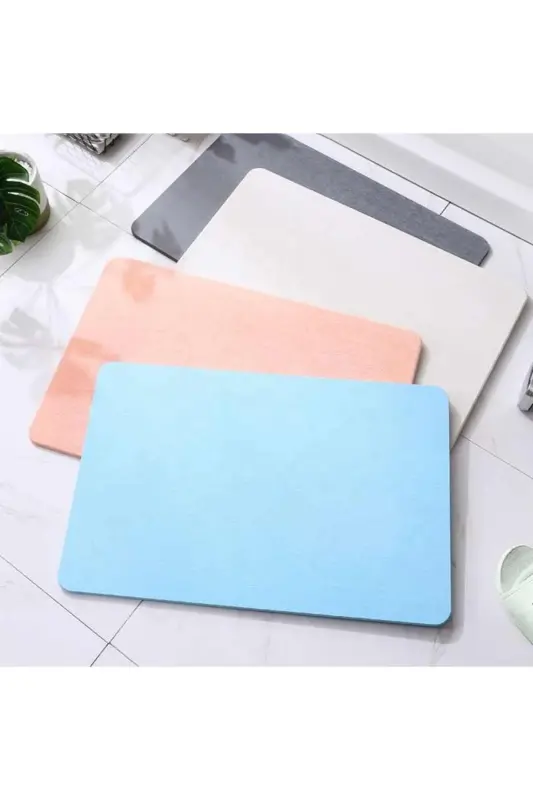 Sihirli Su Emici Gri Renk Banyo Paspası-Mavi - 6