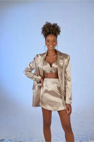 Fancy Blazer Ceket Bej-Bej - 3