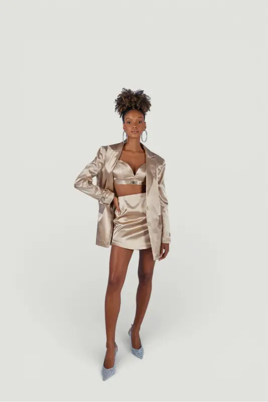 Fancy Blazer Ceket Bej-Bej - HOLLY LOLLY