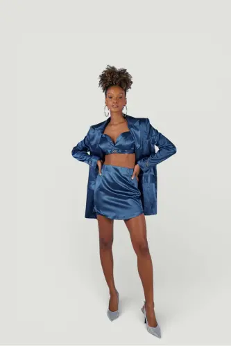 Fancy Blazer Ceket Lacivert-Lacivert - 4