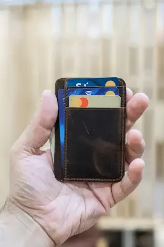 Şikago Çift taraflı 8+1 Gerçek Deri Pratik Kartlık (Anahtarlık Hediyeli)-Koyu Kahverengi - NAFT (1)