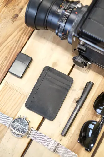 Şikago Siyah Çift Taraflı 8 1 Gerçek Deri Pratik Kartlık (ANAHTARLIK HEDİYELİ)-Siyah - 7