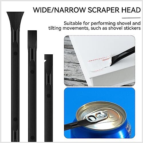 9 Pieces Plastic Scraper Tool for Tight Spaces, Non-Scratch Kitchen Scraper Cleaning Pen, Perfect for Remove Stickers, Labels, Oil Stains, Food, Dirt (Black) - 3