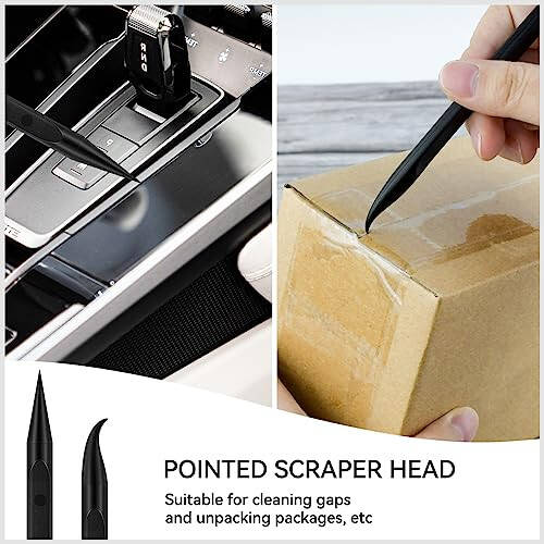 9 Pieces Plastic Scraper Tool for Tight Spaces, Non-Scratch Kitchen Scraper Cleaning Pen, Perfect for Remove Stickers, Labels, Oil Stains, Food, Dirt (Black) - 4