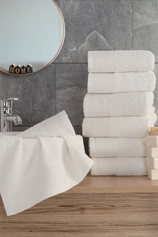 Sıla 8'li Kutulu 50x90cm Pamuk Havlu Seti | Havlu | Havlu & Havlu Seti | Çeyiz | El&Yüz Havlusu-Krem - 5