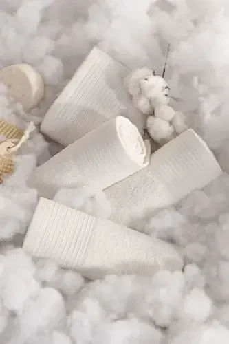 Sıla 8'li Kutulu 50x90cm Pamuk Havlu Seti | Havlu | Havlu & Havlu Seti | Çeyiz | El&Yüz Havlusu-Krem - 3