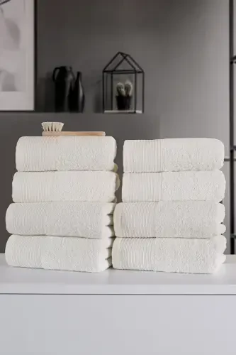 Sila 8'li qutili 50x90sm Paxta Sochiqlar To'plami | Sochiq | Sochiq & Sochiqlar To'plami | Sep | Qo'l va Yuz Sochiqlari - Krem - 6