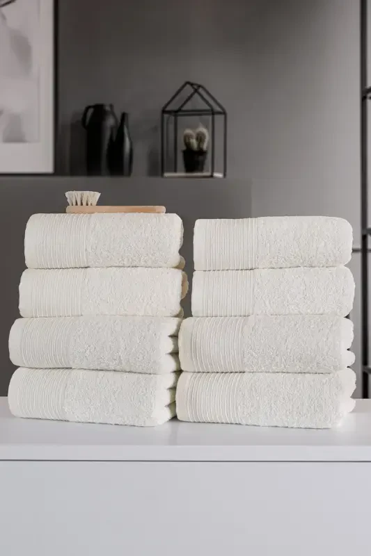 Sila 8'li qutili 50x90sm Paxta Sochiqlar To'plami | Sochiq | Sochiq & Sochiqlar To'plami | Sep | Qo'l va Yuz Sochiqlari - Krem - GÜVENAL