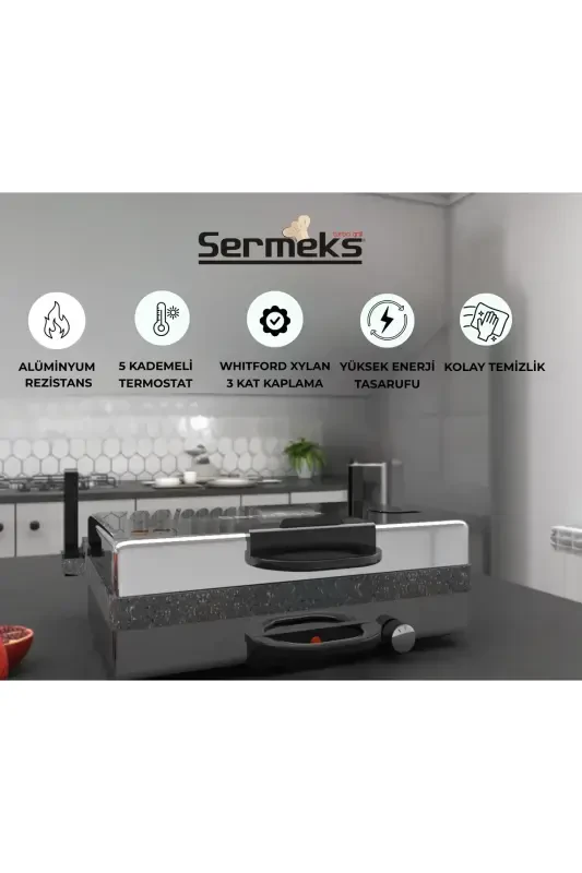 Silex Bread Lahmacun and Toaster Machine Grey Granite Base Inox Pan - SERMEKS