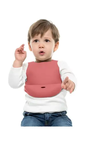 Silicone Baby Bib Burgundy - OIOI (1)