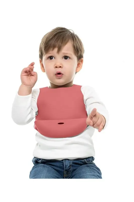 Silicone Baby Bib Burgundy - 2