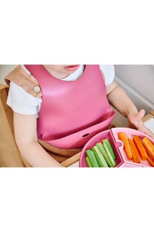 Silicone Baby Bib Burgundy - 5