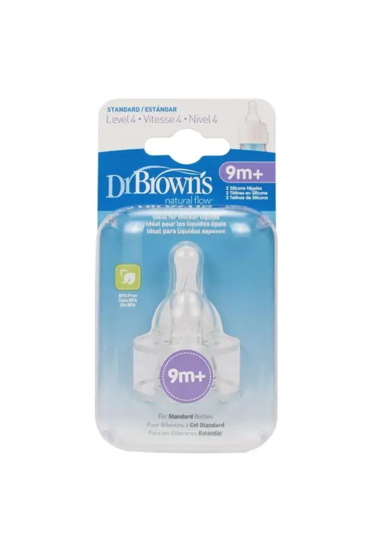 Silicone Baby Bottle Nipple Level 4 Options Narrow Neck - DR.BROWN'S