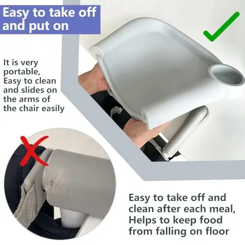 Silicone Baby Dining Tray Compatible with Inglesina Fast Table Chair & Other Hook-On High Chairs,Portable Clip-On Fast Table Chair Baby Tray, Dishwasher Safe & BPA Free (Upgraded Gray) - 3