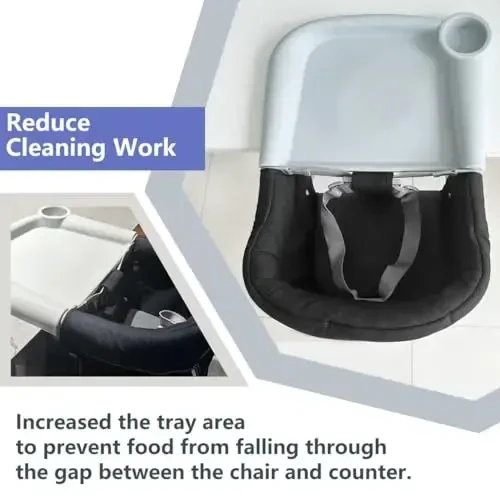 Silicone Baby Dining Tray Compatible with Inglesina Fast Table Chair & Other Hook-On High Chairs,Portable Clip-On Fast Table Chair Baby Tray, Dishwasher Safe & BPA Free (Upgraded Gray) - 5