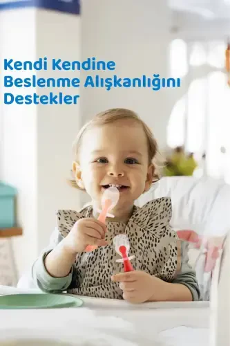 Silicone Baby Feeding Spoon Set (RED-PINK) - 4