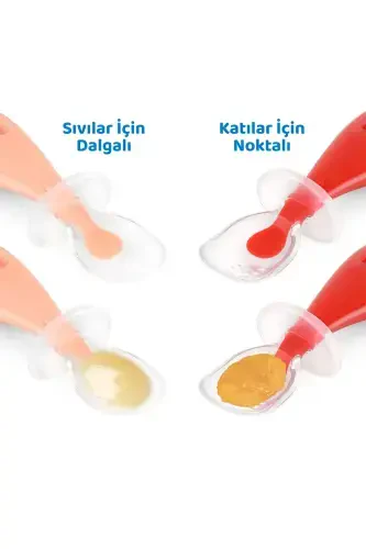 Silicone Baby Feeding Spoon Set (RED-PINK) - 5