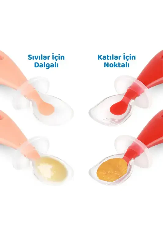 Silicone Baby Feeding Spoon Set (RED-PINK) - 5