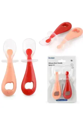Silicone Baby Feeding Spoon Set (RED-PINK) - 7