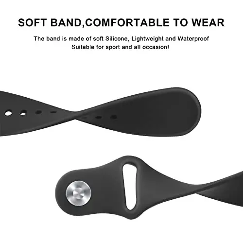 Silicone Band for Fossil Men's Gen 6/5E 44mm/Gen 5 Carlyle/Garrett/Women's Julianna Smart Watch, 22mm Adjustable Soft Silicone Sport Strap Replacement Band for Women Men (Black) - 4