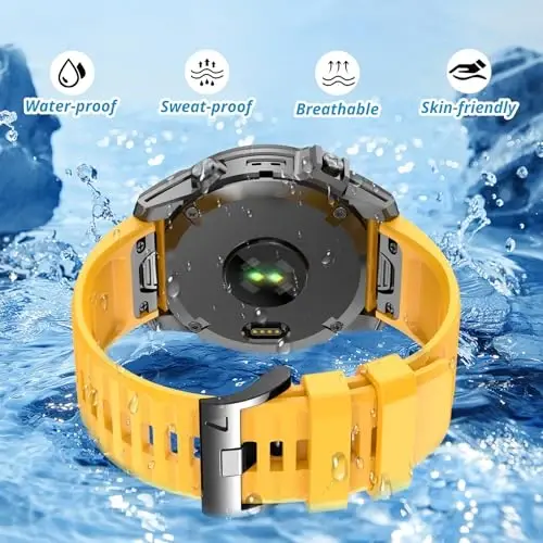 Silicone Band for Garmin Enduro 3 2/Fenix 8 pro/tactix 8 AMOLED 51mm/Fenix 7X/6X pro sapphire solar/5X plus, 26mm Quickfit Sprot Watch Strap Replacement for Descent Mk2i/3i/epix Pro/quatix 8 51mm - 4