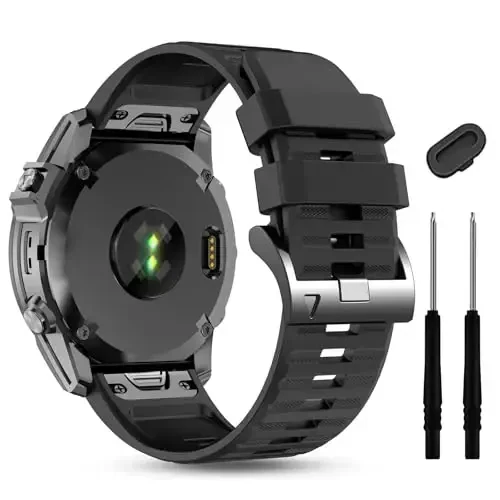 Silicone Band for Garmin Enduro 3 2/Fenix 8/tactix 8 AMOLED 51mm/Fenix 7X/6X, 26mm Quickfit Sprot Watch Strap Replacement for Fenix 7X pro sapphire solar/6X pro/5X/5X plus/epix Pro/Descent Mk2i - MDBBLBM