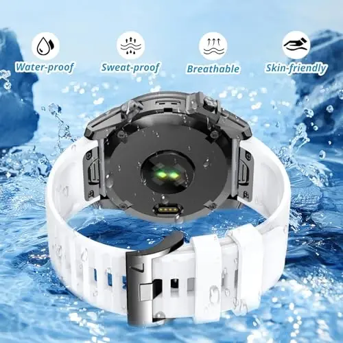 Silicone Band for Garmin Enduro 3 2/Fenix 8/tactix 8 AMOLED 51mm/Fenix 7X/6X, 26mm Quickfit Sprot Watch Strap Replacement for Fenix 7X pro sapphire solar/6X pro/5X/5X plus/epix Pro/Descent Mk2i - 3