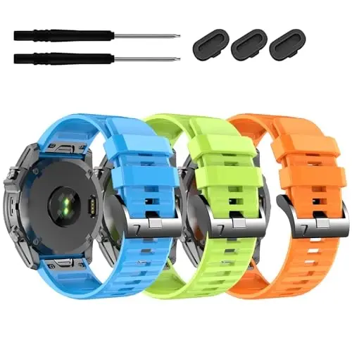 Silicone Band for Garmin Enduro 3 2/Fenix 8/tactix 8 AMOLED 51mm/Fenix 7X/6X, 26mm Quickfit Sprot Watch Strap Replacement for Fenix 7X pro sapphire solar/6X pro/5X/5X plus/epix Pro/Descent Mk2i - MDBBLBM