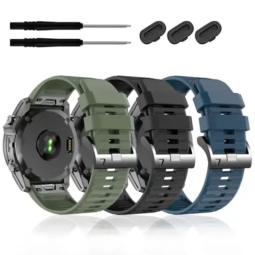 Silicone Band for Garmin Enduro 3 2/Fenix 8/tactix 8 AMOLED 51mm/Fenix 7X/6X, 26mm Quickfit Sprot Watch Strap Replacement for Fenix 7X pro sapphire solar/6X pro/5X/5X plus/epix Pro/Descent Mk2i - 1