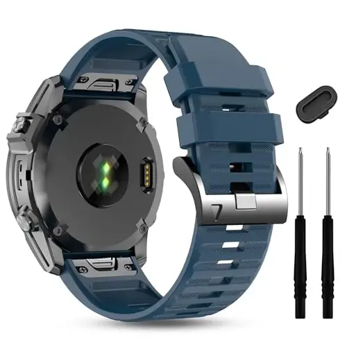 Silicone Band for Garmin Enduro 3 2/Fenix 8/tactix 8 AMOLED 51mm/Fenix 7X/6X, 26mm Quickfit Sprot Watch Strap Replacement for Fenix 7X pro sapphire solar/6X pro/5X/5X plus/epix Pro/Descent Mk2i - MDBBLBM