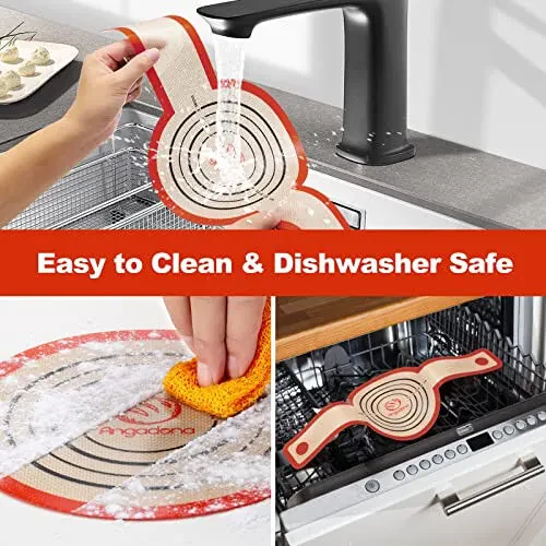 Silicone Bread Sling Dutch Oven - Best Japan Silicone. Non-Stick & Easy Clean Reusable Silicone Bread Baking Mat. With Extra Long Handles Bread Baking Sheet Liner, 2 Brown Set for Transferable Dough - 5