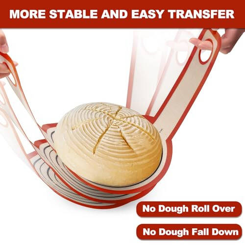 Silicone Bread Sling Dutch Oven - Best Japan Silicone. Non-Stick & Easy Clean Reusable Silicone Bread Baking Mat. With Extra Long Handles Bread Baking Sheet Liner, 2 Brown Set for Transferable Dough - 3