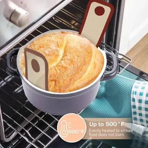 Silicone Bread Sling for Dutch Oven, 2 PCS Non-Stick & Easy Clean Reusable Silicone Baking Mat with Long Handles, Easy to Transfer Sourdough Bread - 5