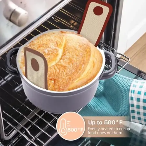 Silicone Bread Sling for Dutch Oven, 2 PCS Non-Stick & Easy Clean Reusable Silicone Baking Mat with Long Handles, Easy to Transfer Sourdough Bread - 5