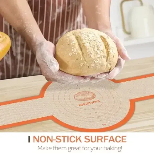 Silicone Bread Sling for Dutch Oven, 2 PCS Non-Stick & Easy Clean Reusable Silicone Bread Baking Mat with Long Handles, Easy to Transfer Sourdough Bread (2Pack Round, Orange) - KOOLSTUFFS (1)