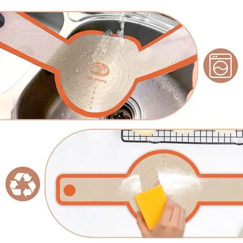 Silicone Bread Sling for Dutch Oven, 2 PCS Non-Stick & Easy Clean Reusable Silicone Bread Baking Mat with Long Handles, Easy to Transfer Sourdough Bread (2Pack Round, Orange) - 4