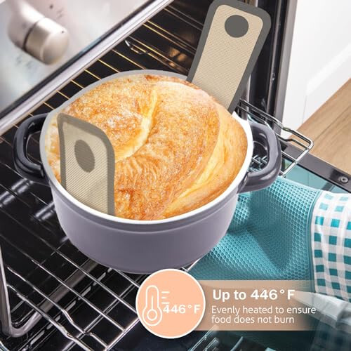 Silicone Bread Sling for Dutch Oven, 2 PCS Non-Stick & Easy Clean Reusable Silicone Bread Baking Mat with Long Handles, Easy to Transfer Sourdough Bread - 7