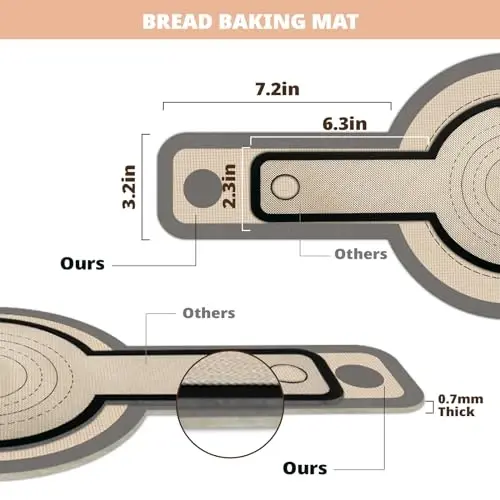 Silicone Bread Sling for Dutch Oven, 2 PCS Non-Stick & Easy Clean Reusable Silicone Bread Baking Mat with Long Handles, Easy to Transfer Sourdough Bread - 3