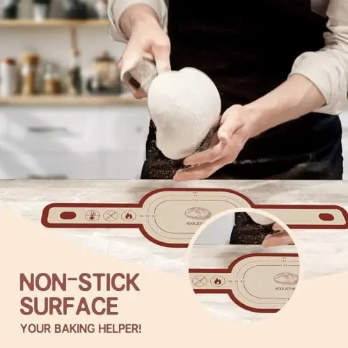 Silicone Bread Sling for Dutch Oven, 2 PCS Non-Stick & Easy Clean Reusable Silicone Bread Baking Mat with Long Handles, Easy to Transfer Sourdough Bread (Oval and Round, Red) - KOOLSTUFFS (1)