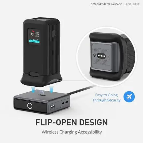 Silicone Case for Anker Prime Power Bank 20,000mAh 200W, 1/4-inch nut Hole, TF/SM Card Storage Reserved Only Compatible with Anker 200W Prime Power Bank Protective Cover Dustproof Soft (Black) - 3