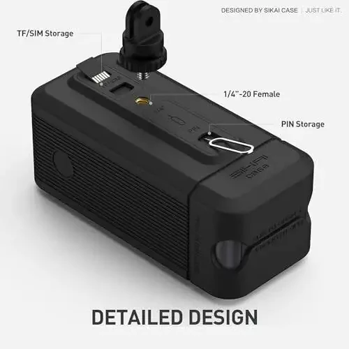 Silicone Case for Anker Prime Power Bank 20,000mAh 200W, 1/4-inch nut Hole, TF/SM Card Storage Reserved Only Compatible with Anker 200W Prime Power Bank Protective Cover Dustproof Soft (Black) - 5