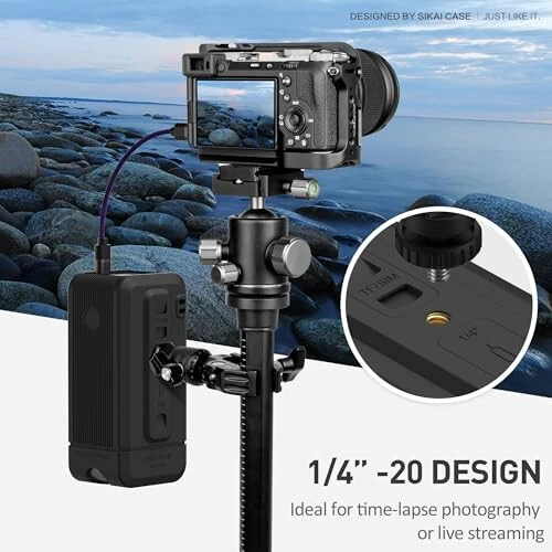 Silicone Case for Anker Prime Power Bank 20,000mAh 200W, 1/4-inch nut Hole, TF/SM Card Storage Reserved Only Compatible with Anker 200W Prime Power Bank Protective Cover Dustproof Soft (Black) - 6