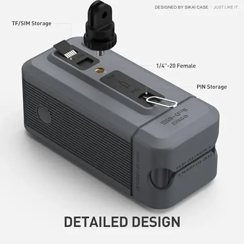 Silicone Case for Anker Prime Power Bank 20,000mAh 200W 1/4-inch nut hole, TF/SM card storage Reserved Only Compatible with Anker 200W Prime Power Bank Protective Cover Dustproof Soft (Gray) - 5