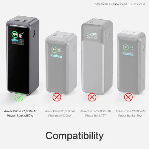 Silicone Case for Anker Prime Power Bank 27,650mAh 250W, 1/4-inch nut Hole, TF/SM Card Storage Reserved Compatible with Anker 250W Prime Power Bank Protective Cover Dustproof Soft with Handle(Gray) - 2