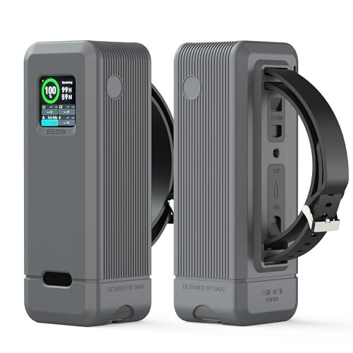 Silicone Case for Anker Prime Power Bank 27,650mAh 250W, 1/4-inch nut Hole, TF/SM Card Storage Reserved Compatible with Anker 250W Prime Power Bank Protective Cover Dustproof Soft with Handle(Gray) - 6