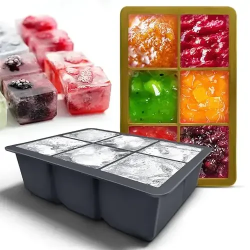 Silicone Ice Cube Trays with Lids,Large Square Ice Cube Molds for Freezer, Whiskey, Cocktail, Stackable Flexible and Reusable & Easy Release BPA Free (2 Pack&Dark Gray and Army green) - 7