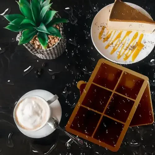 Silicone Ice Cube Trays with Lids,Large Square Ice Cube Molds for Freezer, Whiskey, Cocktail, Stackable Flexible and Reusable & Easy Release BPA Free (2 Pack&Dark Gray and Golden) - 4