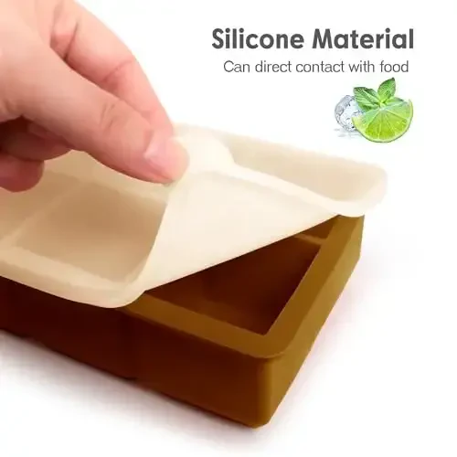 Silicone Ice Cube Trays with Lids,Large Square Ice Cube Molds for Freezer, Whiskey, Cocktail, Stackable Flexible and Reusable & Easy Release BPA Free (2 Pack&Dark Gray and Golden) - 6