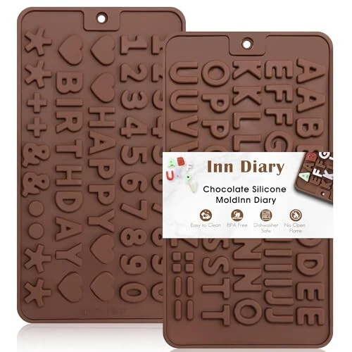 Silicone Letter Mold and Number Chocolate Molds with Happy Birthday Cake Decorations Symbols 2pcs - 7